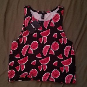 Watermelon print crop top